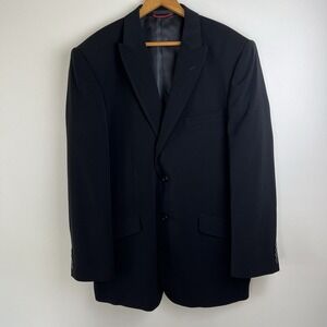 Midtown Man Black Suit Jacket Mens Tall Size Large Red Lining Trim